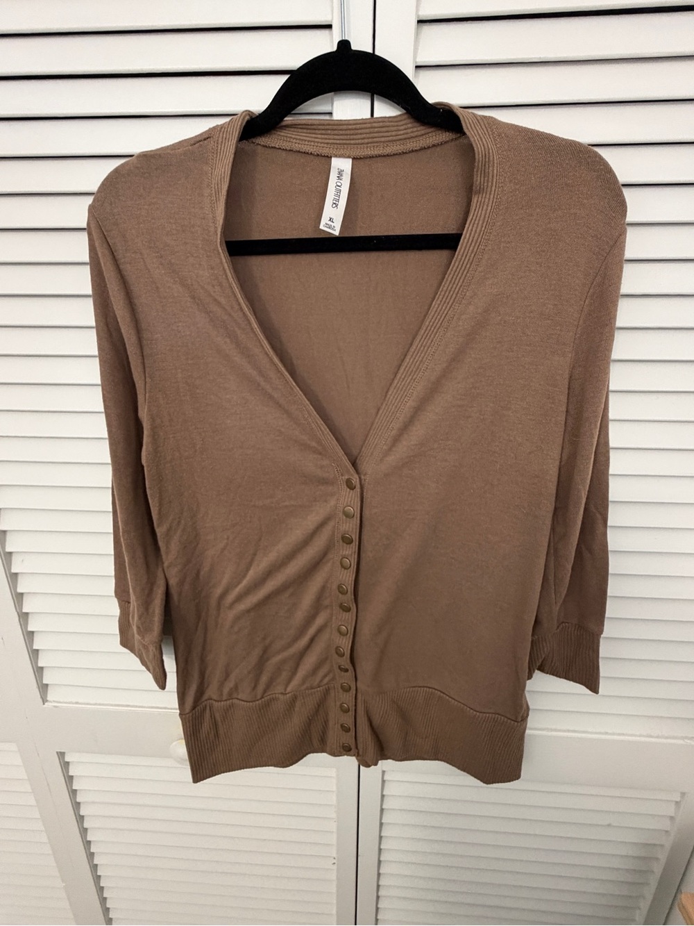 Women's Tan Button-Front Snap Lightweight Cardigan Size XL
